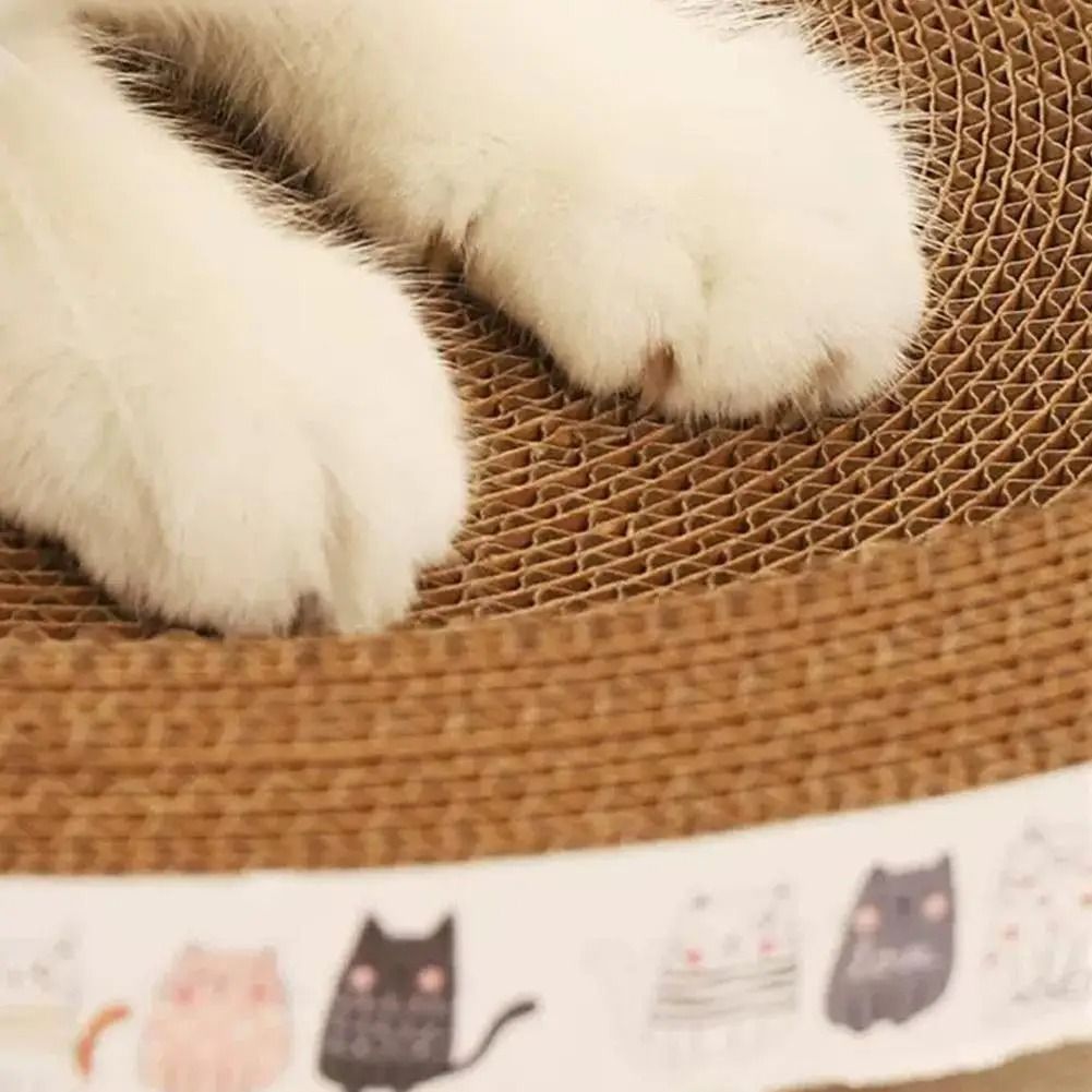 Round Corrugated Cat Scratcher Bed For Claw Care And Playtime 1