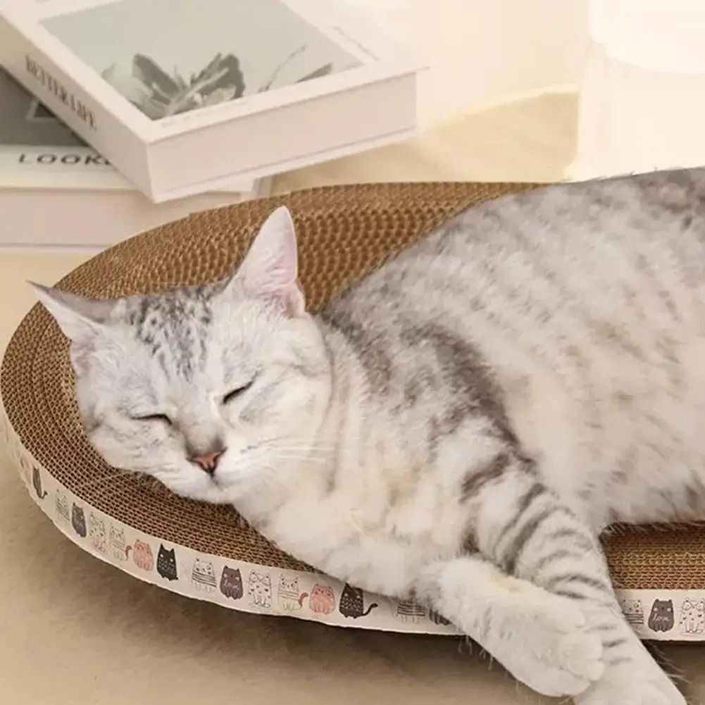 Round Corrugated Cat Scratcher Bed For Claw Care And Playtime 3