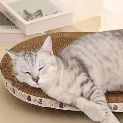 Round Corrugated Cat Scratcher Bed For Claw Care And Playtime 3