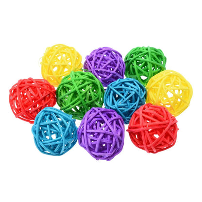Natural Rattan Sepak Takraw Chew Balls For Parrots  10Piece Primary Colour Set 3