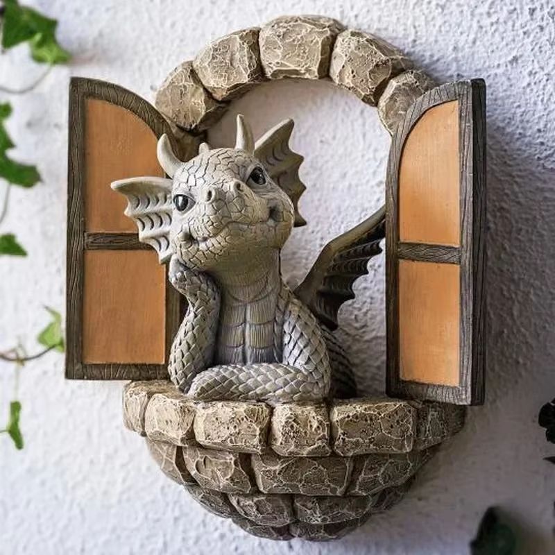 SolarPowered Resin Dragon Garden Statue  Mystical Dragon Sculpture With Solar LED Lighting For Outd 9