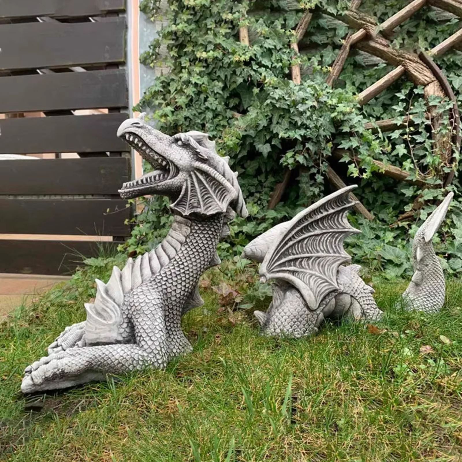 SolarPowered Resin Dragon Garden Statue  Mystical Dragon Sculpture With Solar LED Lighting For Outd 10