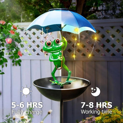 Solar Frog Bird Feeder Light  Metal Garden Stake Outdoor Decor 1