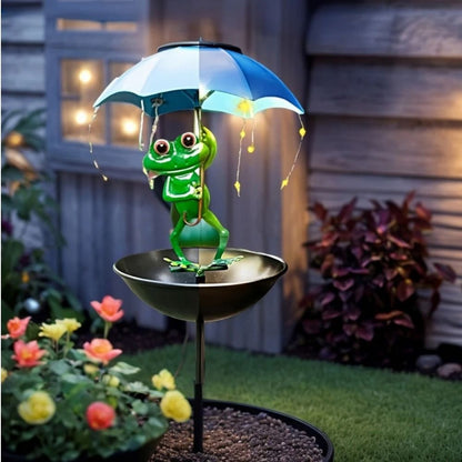 Solar Frog Bird Feeder Light  Metal Garden Stake Outdoor Decor 4
