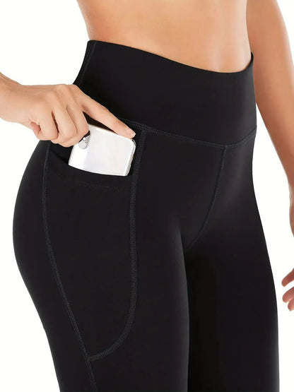 Womens HighWaist Flared Yoga Pants With Pockets  Tummy Control Stretch Fit 2