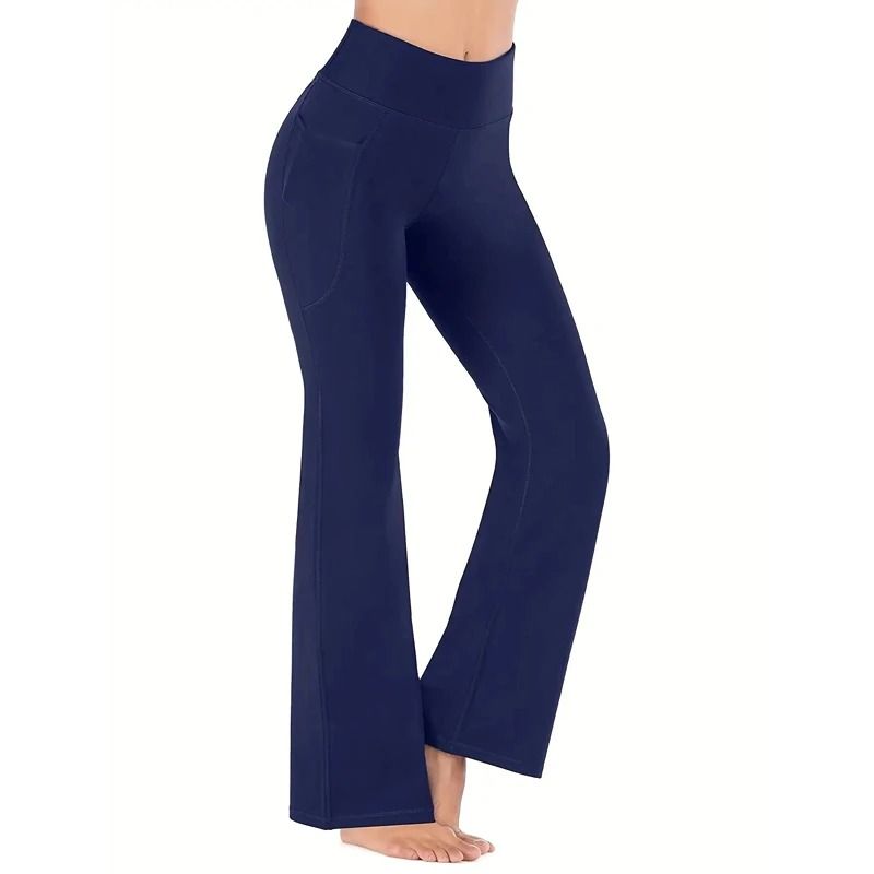 Womens HighWaist Flared Yoga Pants With Pockets  Tummy Control Stretch Fit 6