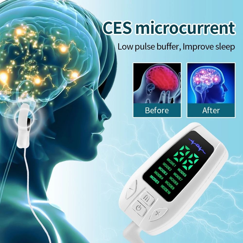 Microcurrent CES Sleep Aid Device with 3 and 10 Modes for Anxiety, Insomnia, and Relaxation