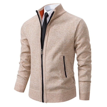Men Fleece Lined Sports Jacket Warm Zipper Stand Collar Cardigan 9