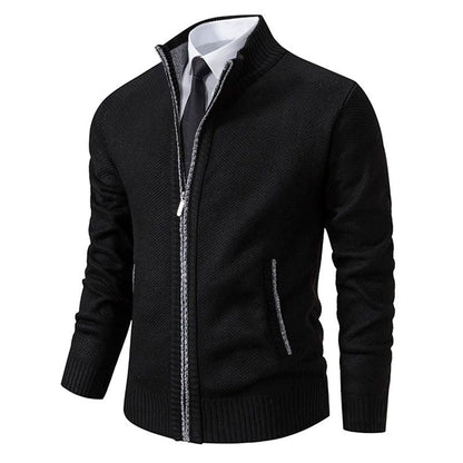 Men Fleece Lined Sports Jacket Warm Zipper Stand Collar Cardigan 10