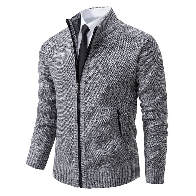 Men Fleece Lined Sports Jacket Warm Zipper Stand Collar Cardigan 11