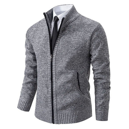 Men Fleece Lined Sports Jacket Warm Zipper Stand Collar Cardigan 11
