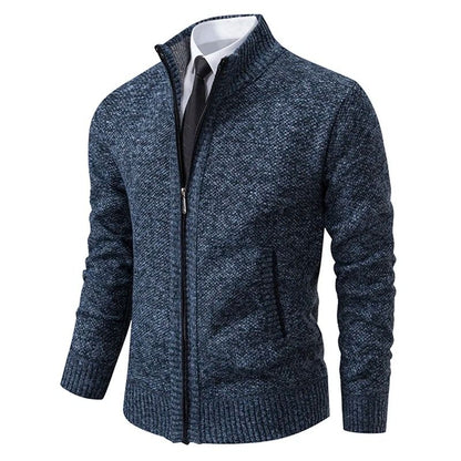 Men Fleece Lined Sports Jacket Warm Zipper Stand Collar Cardigan 12