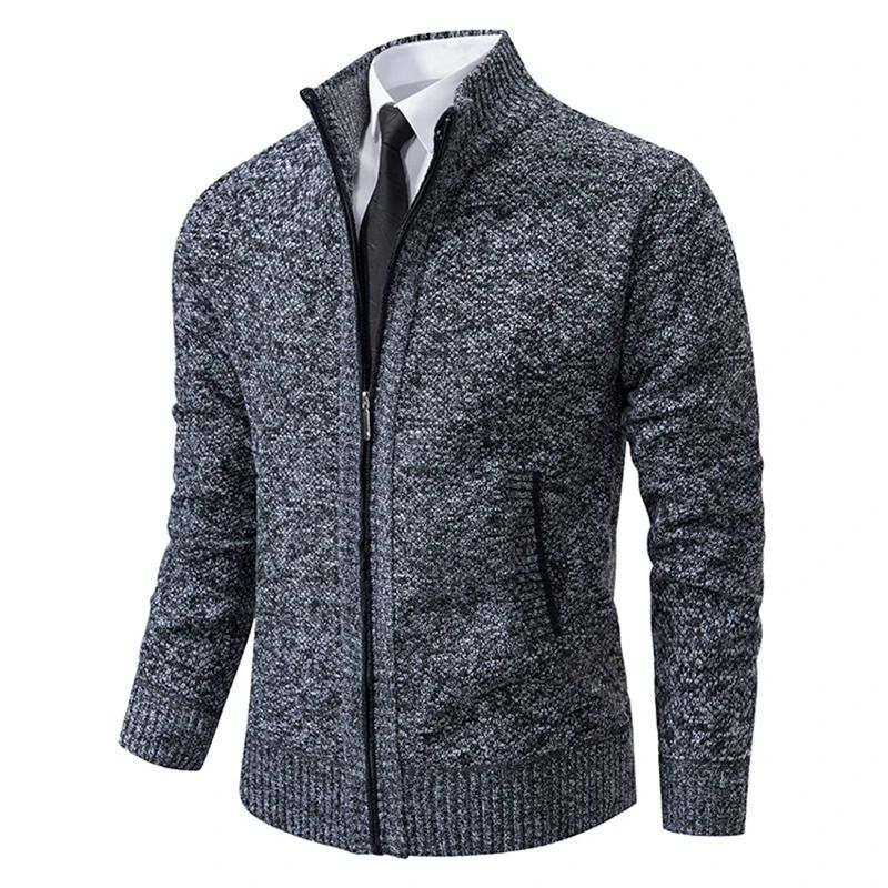Men Fleece Lined Sports Jacket Warm Zipper Stand Collar Cardigan 13