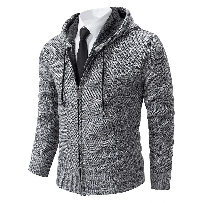 Men Fleece Lined Sports Jacket Warm Zipper Stand Collar Cardigan 14