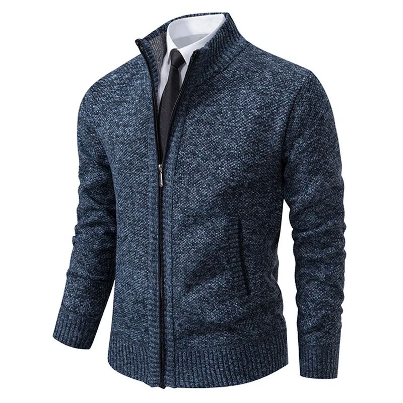 Men Fleece Lined Sports Jacket Warm Zipper Stand Collar Cardigan 5
