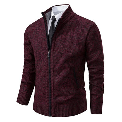Men Fleece Lined Sports Jacket Warm Zipper Stand Collar Cardigan 6