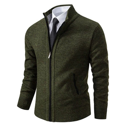 Men Fleece Lined Sports Jacket Warm Zipper Stand Collar Cardigan 7