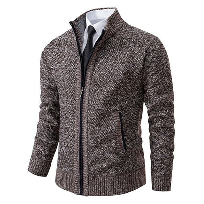 Men Fleece Lined Sports Jacket Warm Zipper Stand Collar Cardigan 16