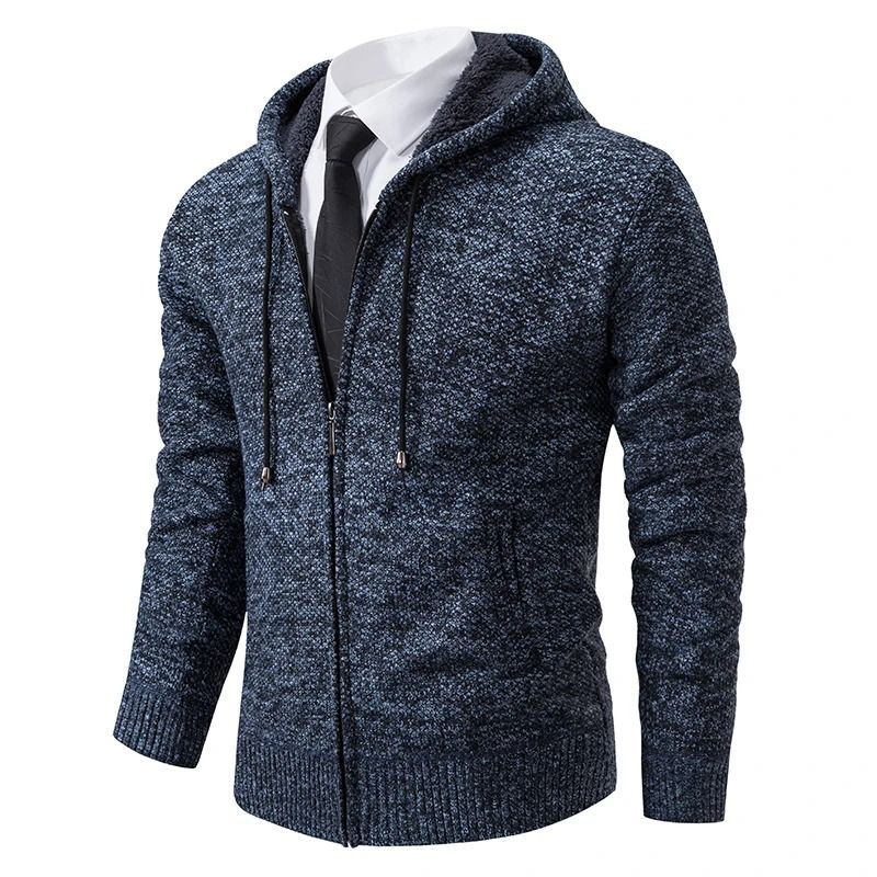 Men Fleece Lined Sports Jacket Warm Zipper Stand Collar Cardigan 18