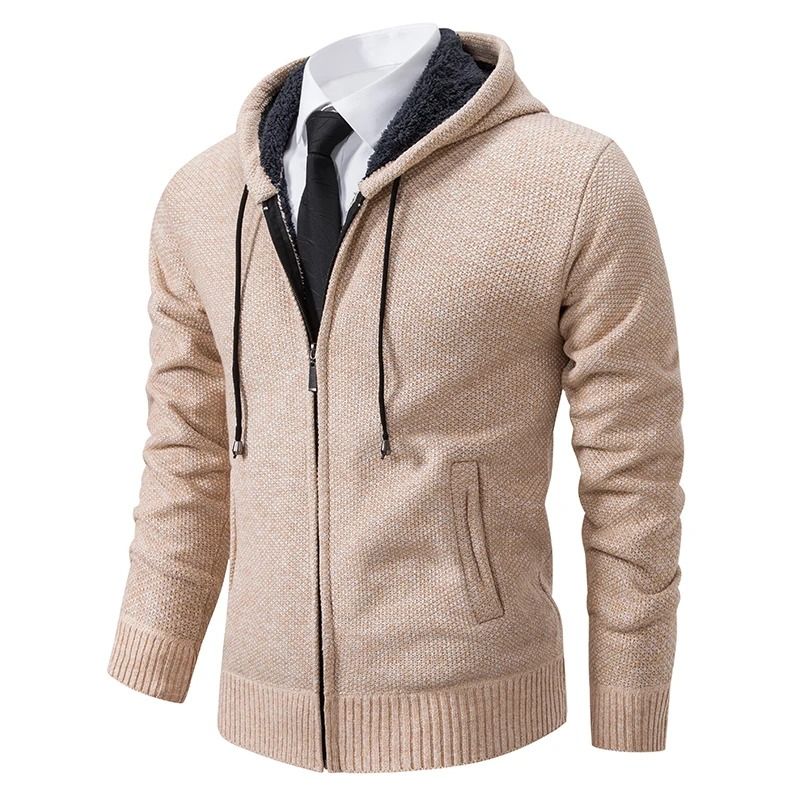 Men Fleece Lined Sports Jacket Warm Zipper Stand Collar Cardigan 20