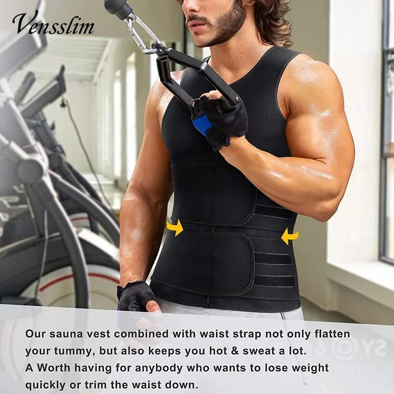 Men Compression Vest Waist Trainer Body Shaper Sauna Sweat Workout Top 5