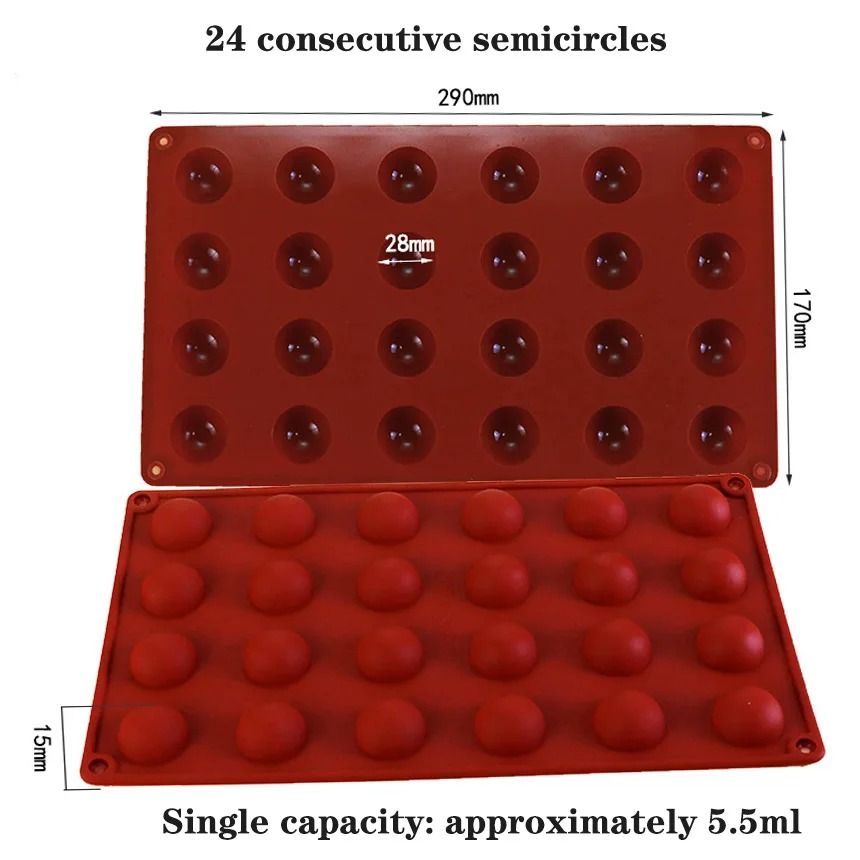 Semi Round Silicone Cake Mousse Mold Chocolate Baking Mold 6