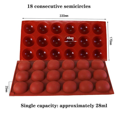 Semi Round Silicone Cake Mousse Mold Chocolate Baking Mold 8