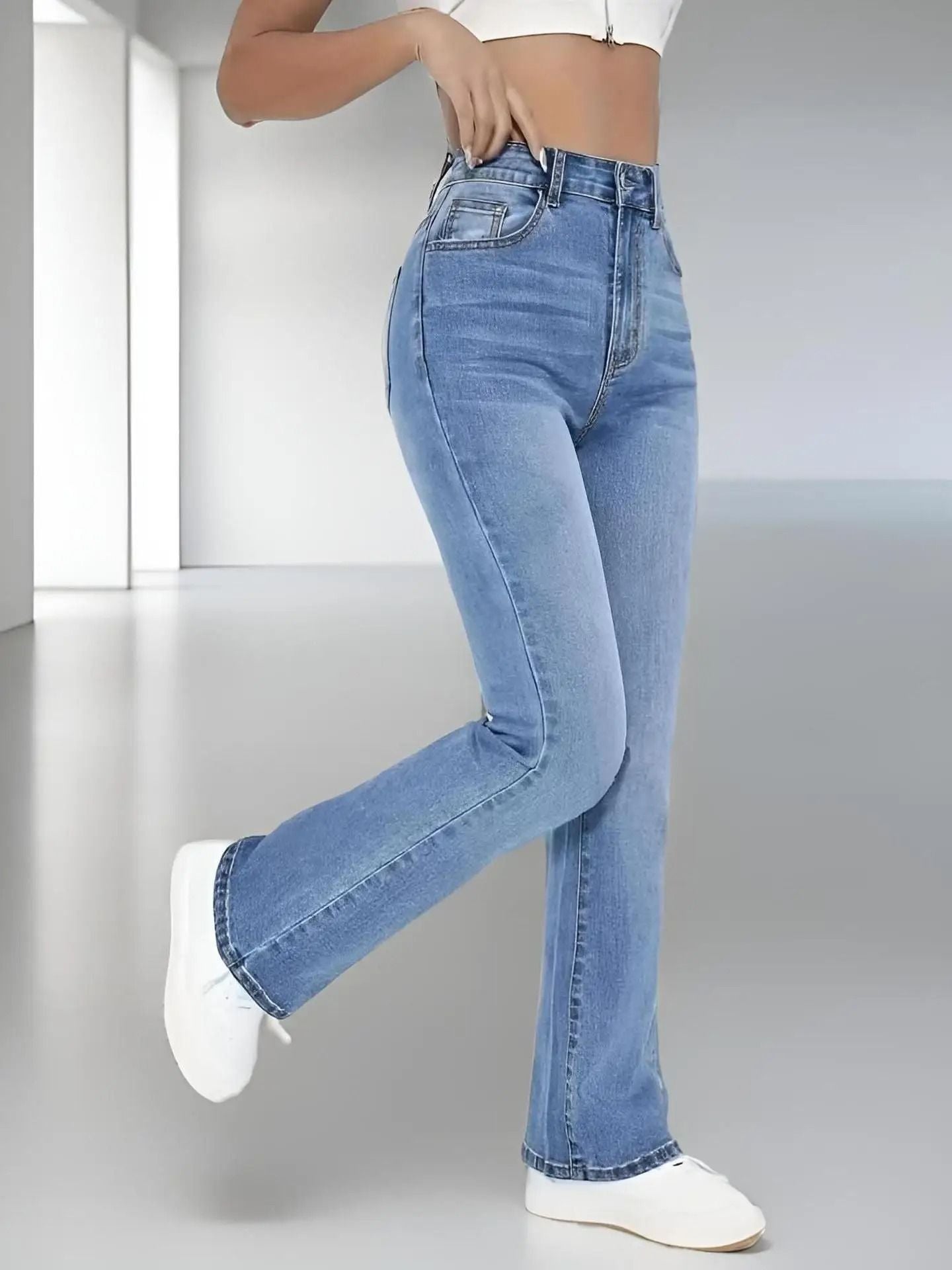 Women High Waist Slim Fit Jeans Casual Denim Pants 1