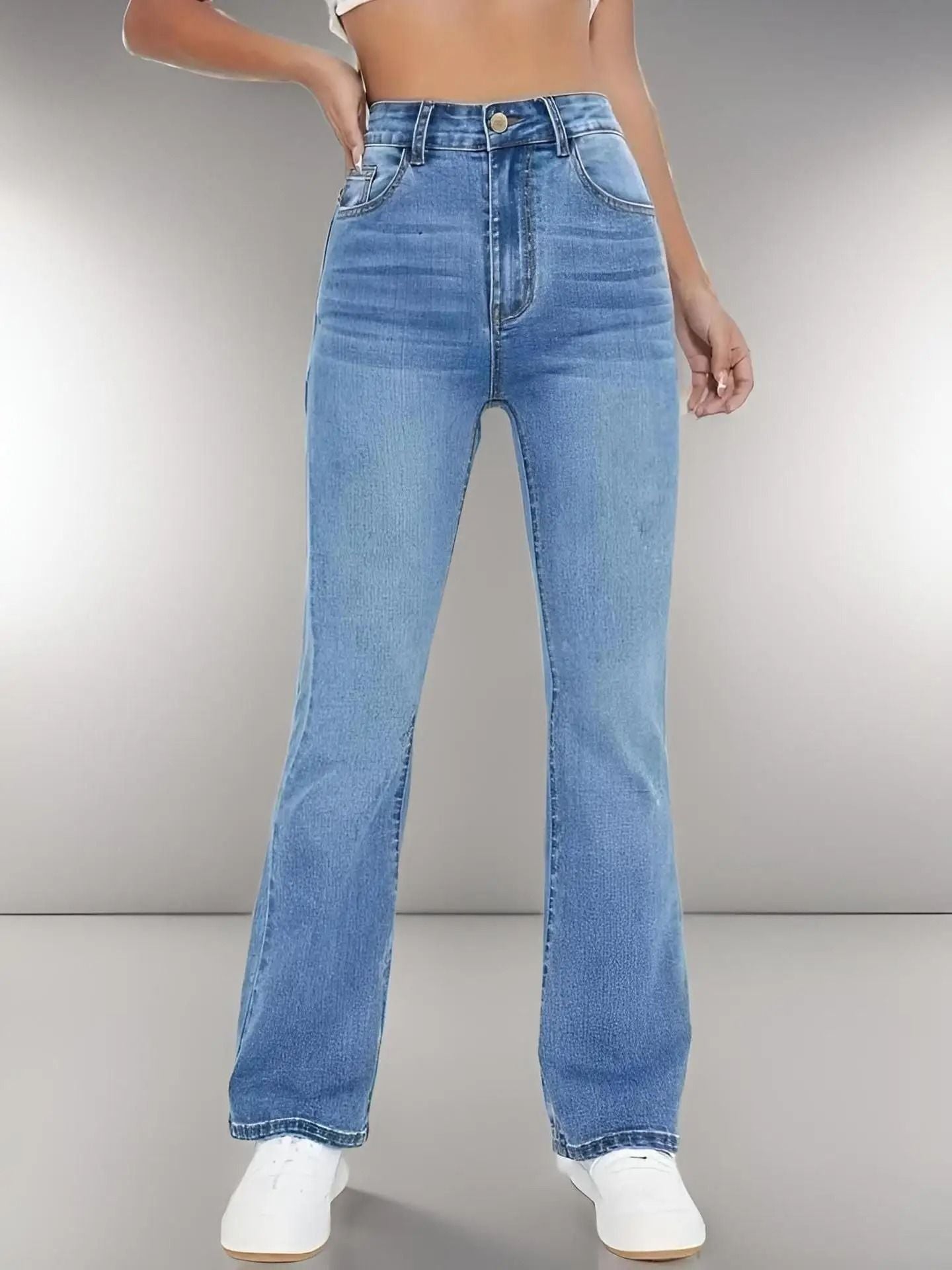 Women High Waist Slim Fit Jeans Casual Denim Pants 2