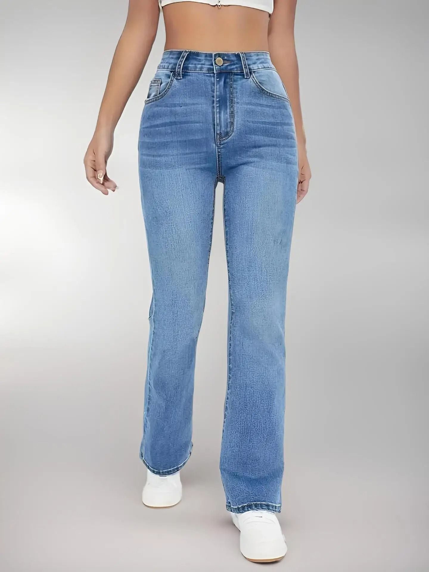 Women High Waist Slim Fit Jeans Casual Denim Pants 4
