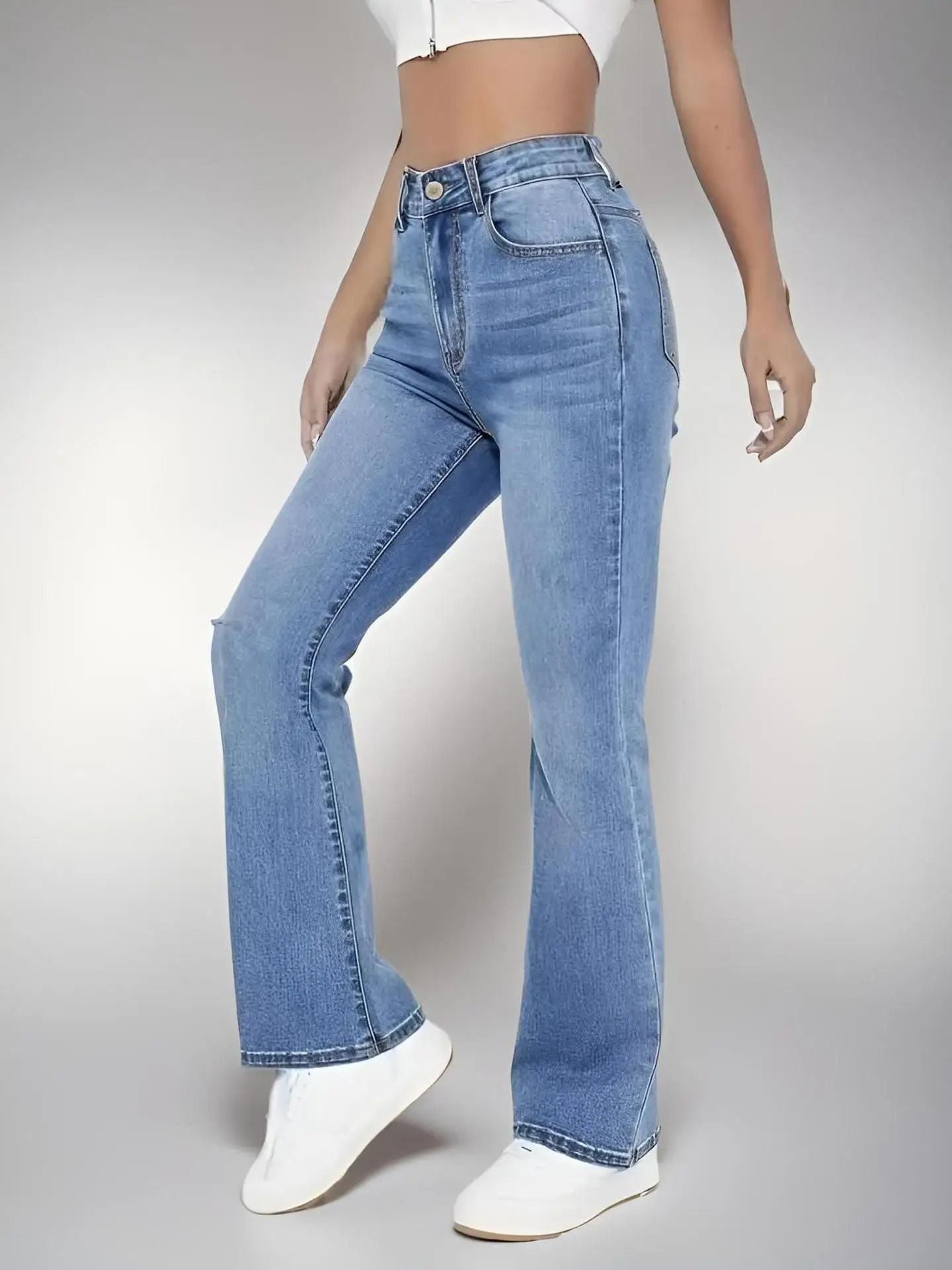 Women High Waist Slim Fit Jeans Casual Denim Pants 5