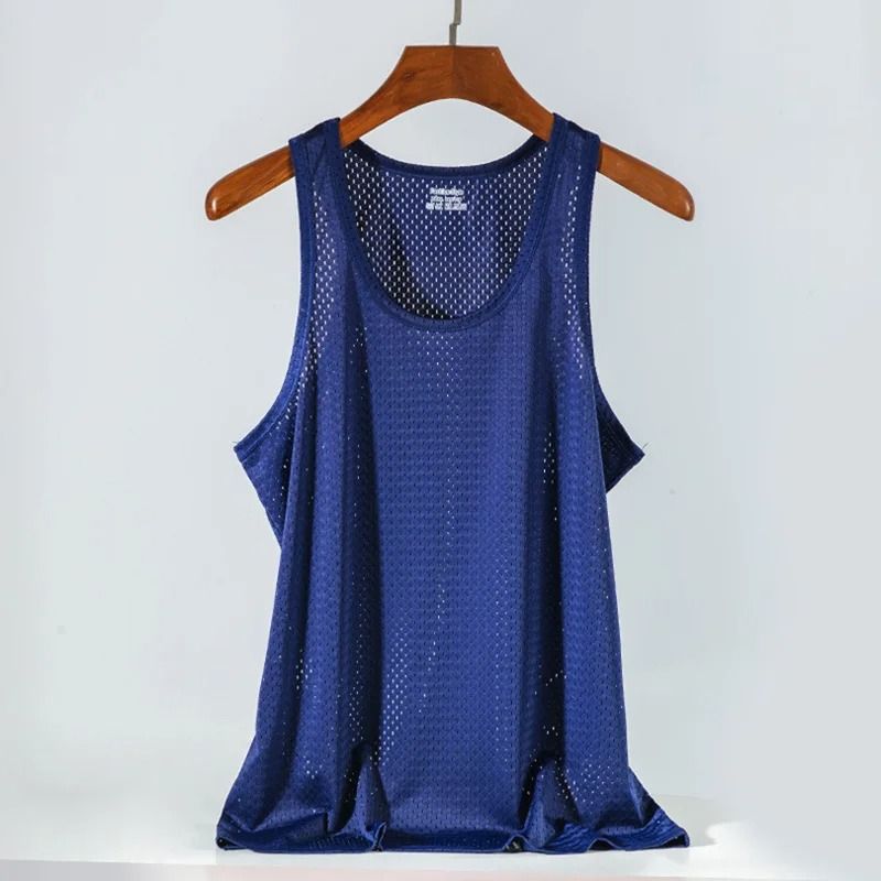 Men Mesh Tank Top Fitness Sleeveless Shirt Breathable Gym Vest 14