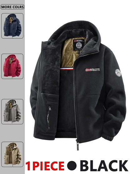 Men Outdoor Hooded Jacket Warm Casual Zip Up Coat 1