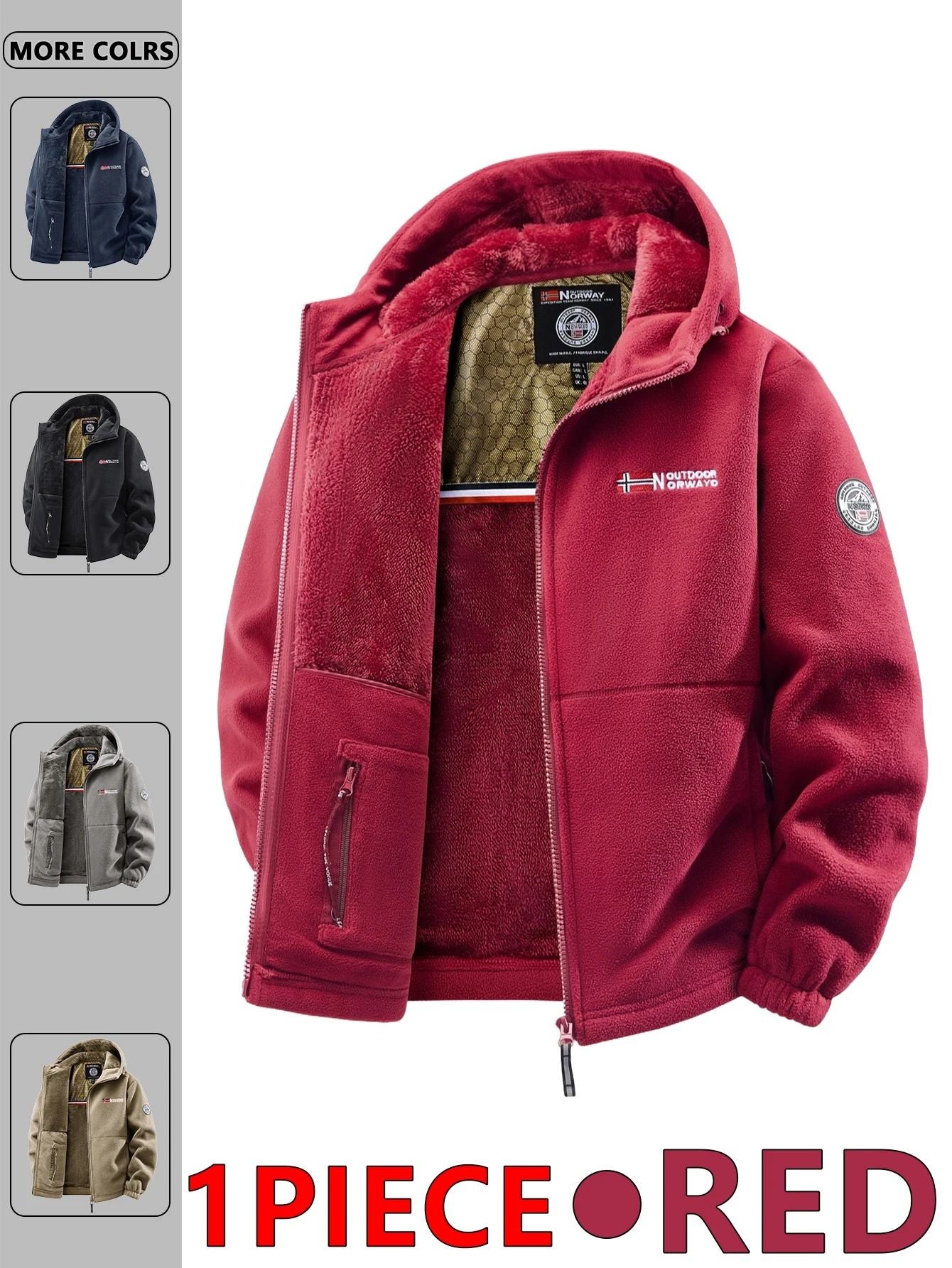 Men Outdoor Hooded Jacket Warm Casual Zip Up Coat 2