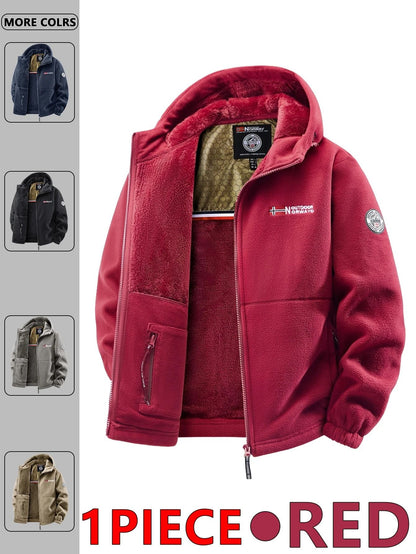 Men Outdoor Hooded Jacket Warm Casual Zip Up Coat 2