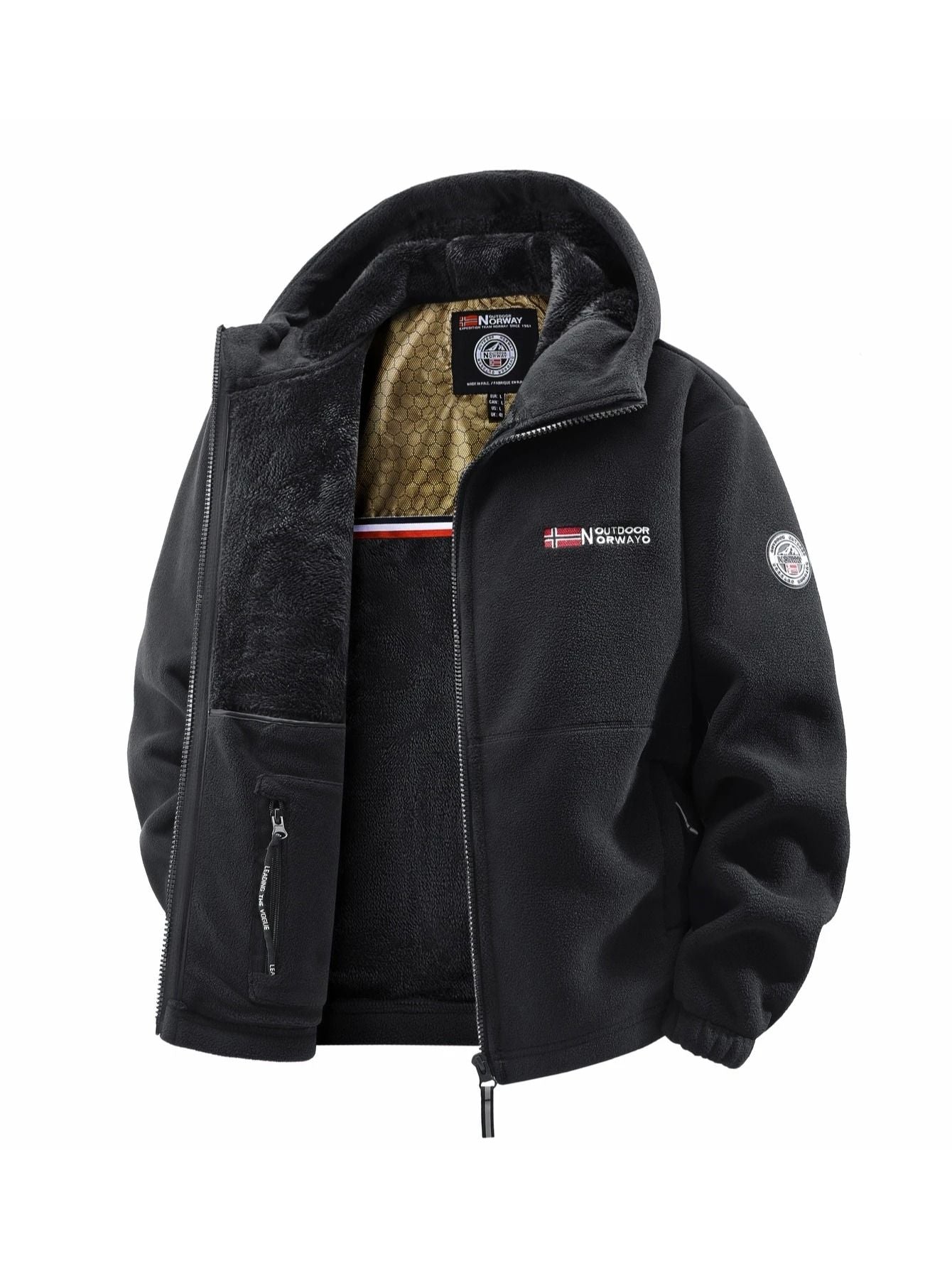 Men Outdoor Hooded Jacket Warm Casual Zip Up Coat 6
