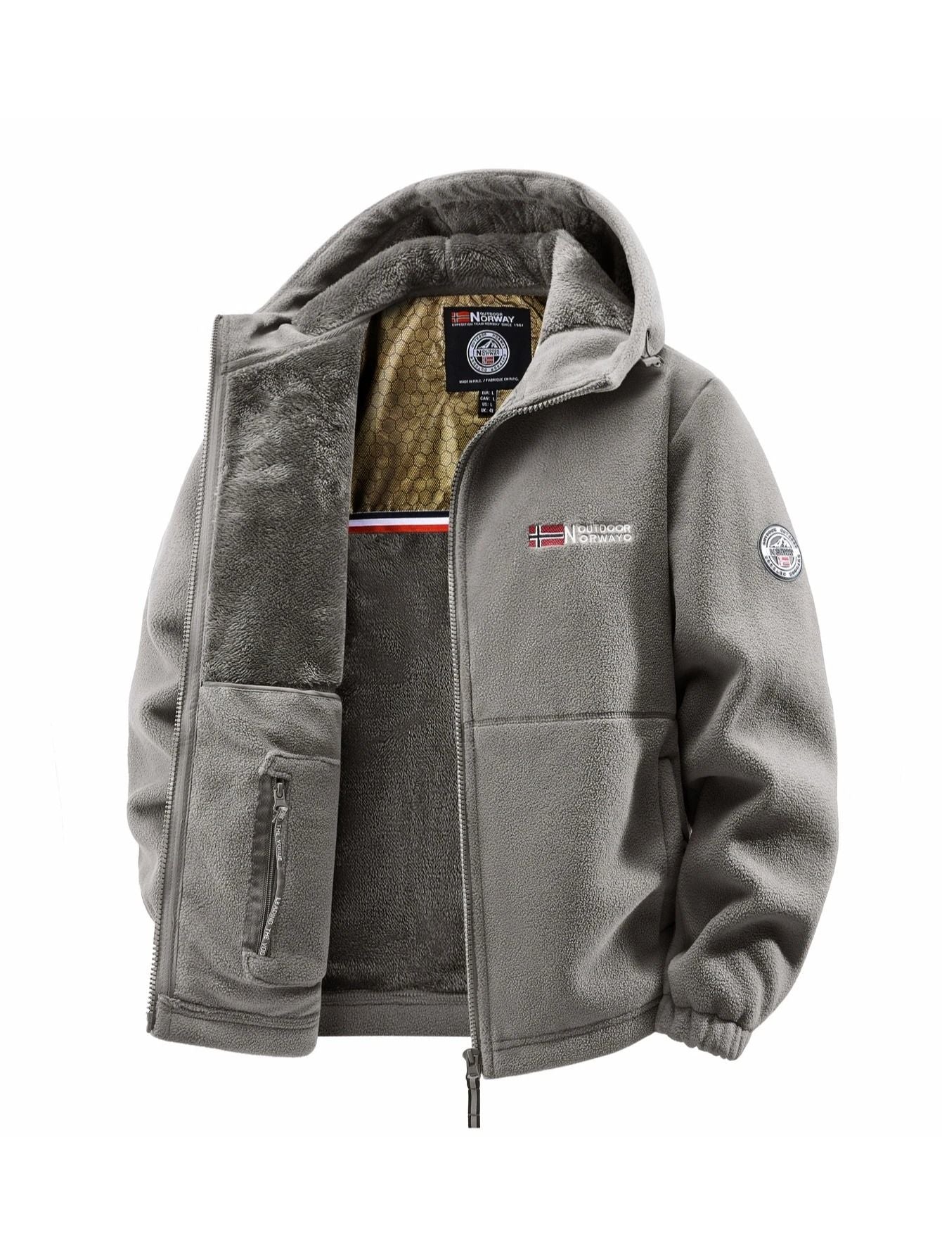 Men Outdoor Hooded Jacket Warm Casual Zip Up Coat 7