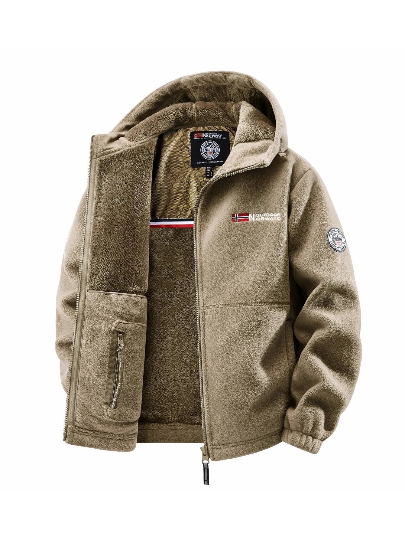 Men Outdoor Hooded Jacket Warm Casual Zip Up Coat 8