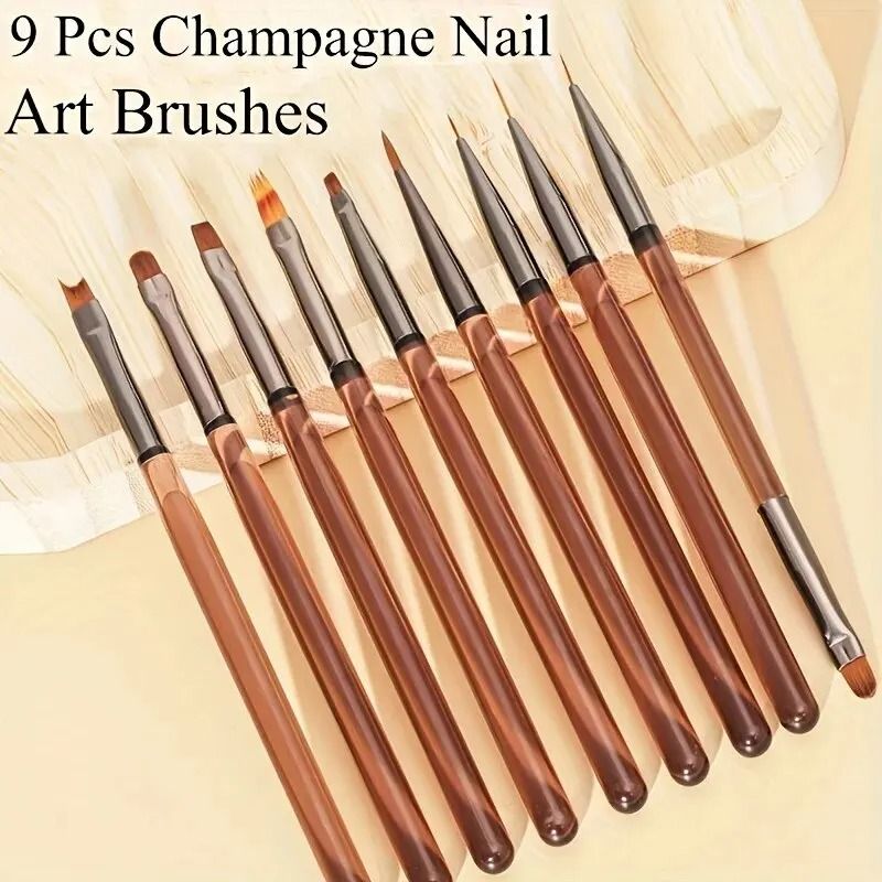 Women 9Piece UV Gel Nail Brush Liner DIY Painting Pen Set 6