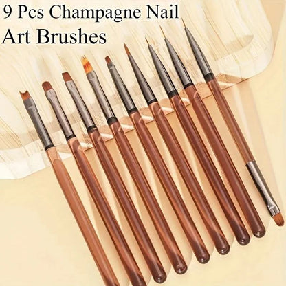 Women 9Piece UV Gel Nail Brush Liner DIY Painting Pen Set 6