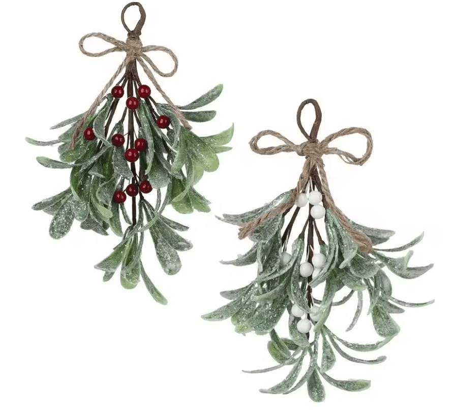 EverFrost Artificial Mistletoe Frosted Sprigs for Christmas Home Decoration