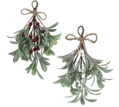EverFrost Artificial Mistletoe Frosted Sprigs for Christmas Home Decoration