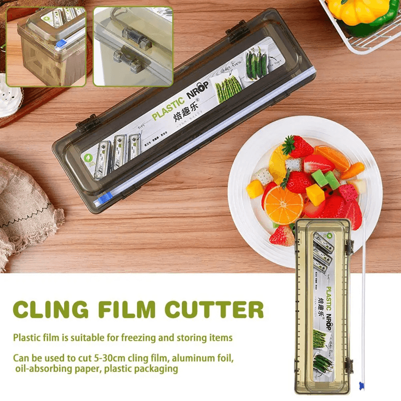 SmartCut Plastic Wrap Dispenser With Builtin Cling Film Cutter  Kitchen Food Wrap Organizer 4