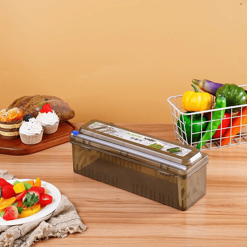 SmartCut Plastic Wrap Dispenser With Builtin Cling Film Cutter  Kitchen Food Wrap Organizer 1
