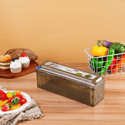 SmartCut Plastic Wrap Dispenser With Builtin Cling Film Cutter  Kitchen Food Wrap Organizer 1
