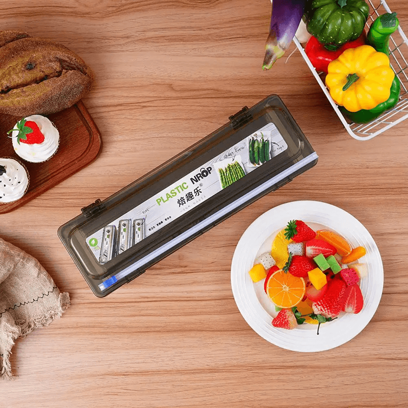 SmartCut Plastic Wrap Dispenser With Builtin Cling Film Cutter  Kitchen Food Wrap Organizer 2
