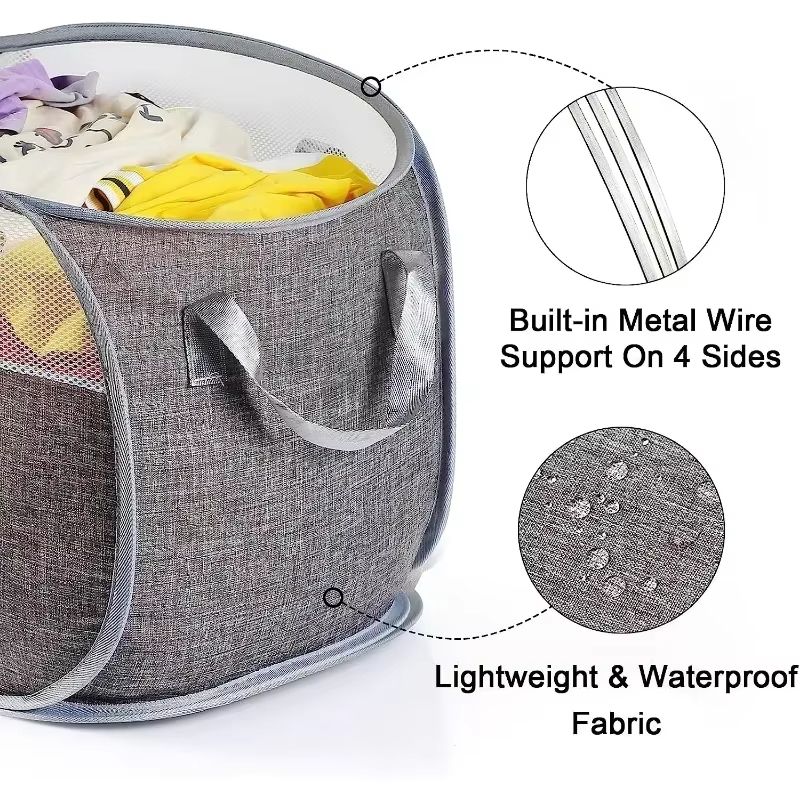Creative Mesh Laundry Popup Hamper  Foldable Lightweight Laundry Basket With Durable Handles For La 3