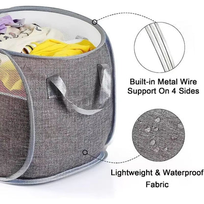 Creative Mesh Laundry Popup Hamper  Foldable Lightweight Laundry Basket With Durable Handles For La 3