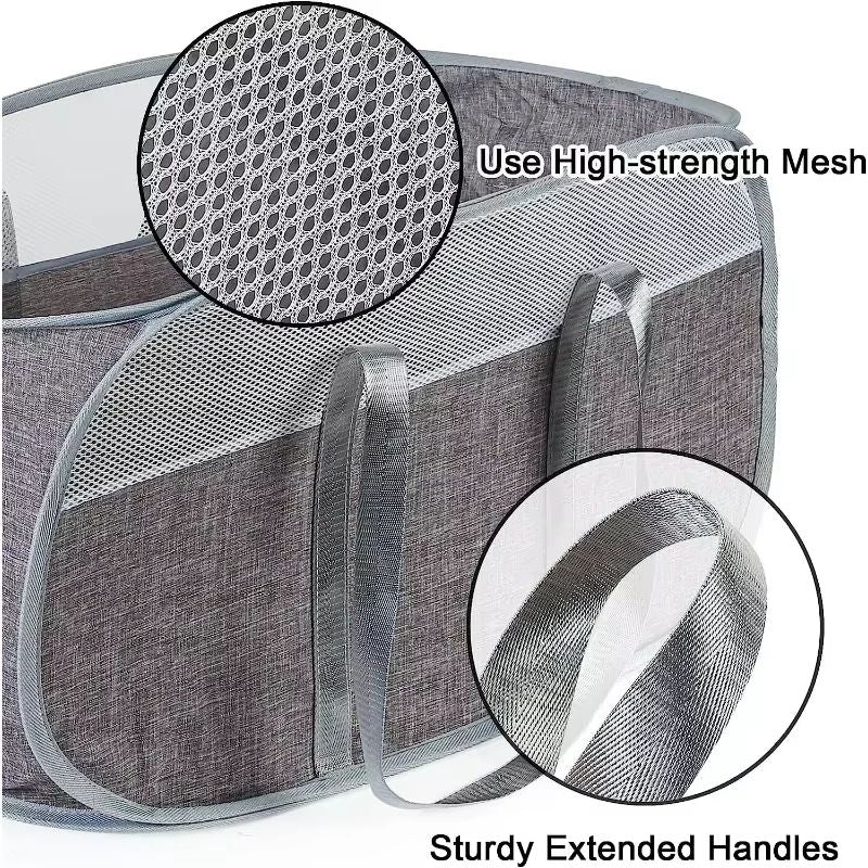Creative Mesh Laundry Popup Hamper  Foldable Lightweight Laundry Basket With Durable Handles For La 4