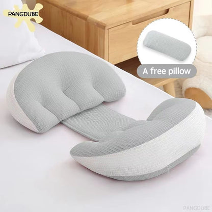 PANGDUBE Pregnancy Pillow with Free Auxiliary Pillow | Cotton Waist Support Body Pillow for Pregnant Women